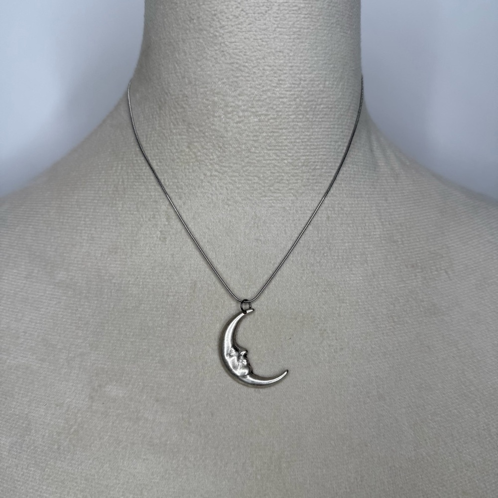 Whimsigoth Moon Face Necklace Y2K
